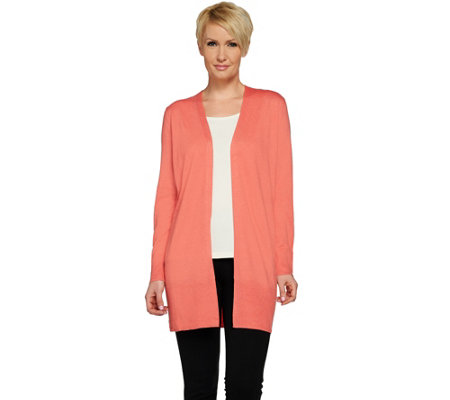 Susan Graver Polyester Rayon Blend Open Front Long Cardigan - Page ...