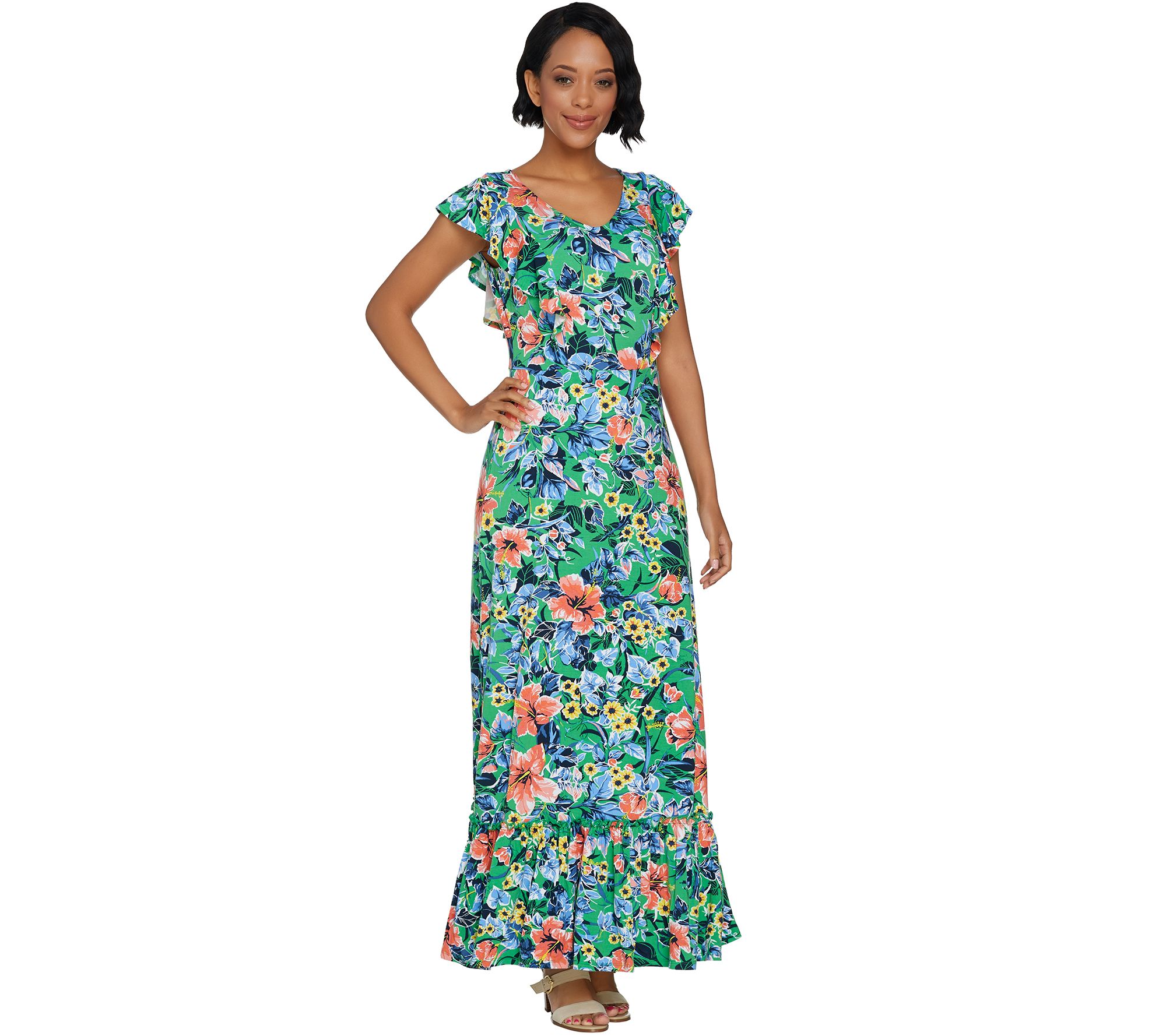C. Wonder Regular Tropical Floral Print Knit Maxi Dress - A289706