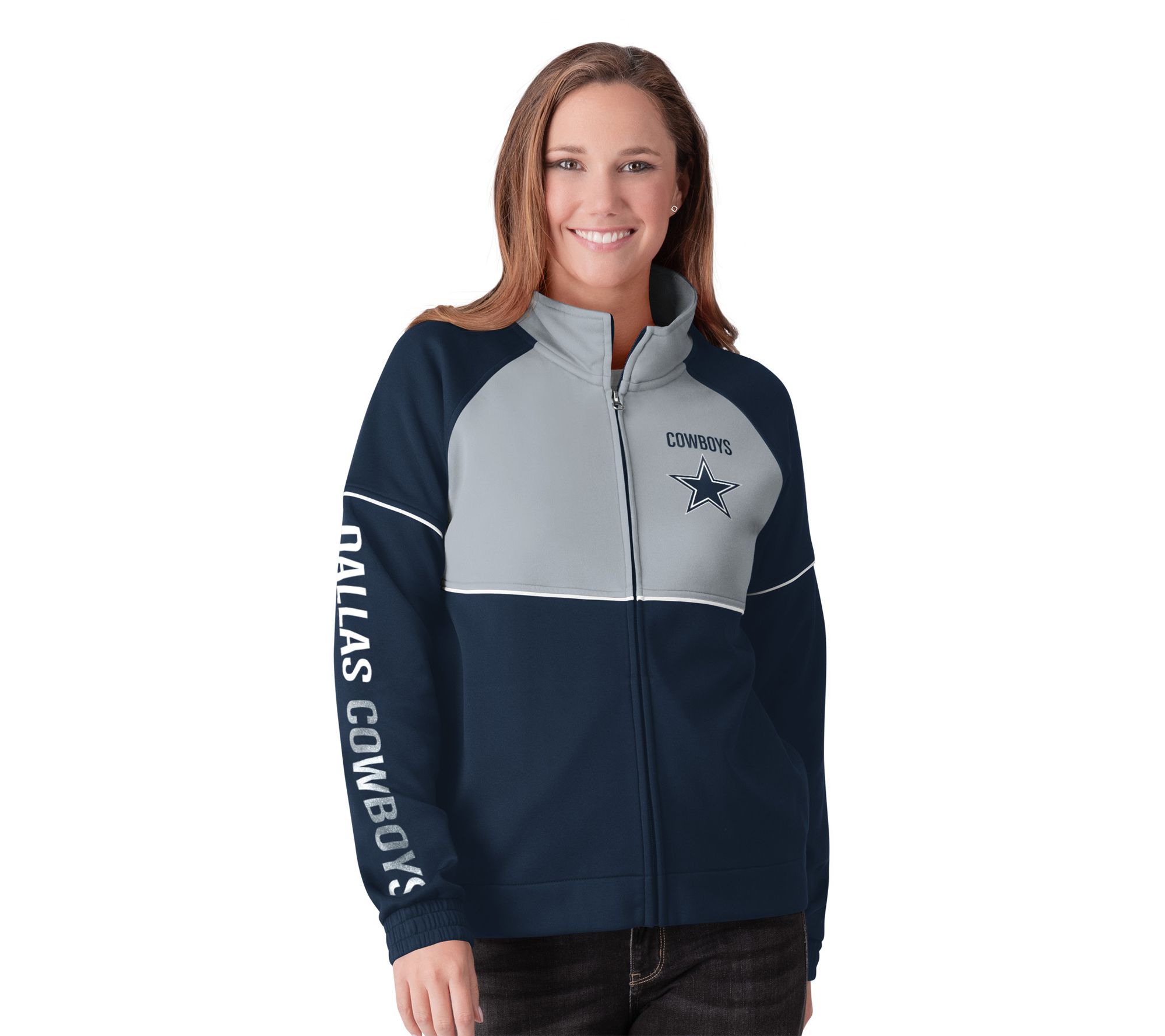 nfl team color poly knit with sherpa lining zip up hoodie