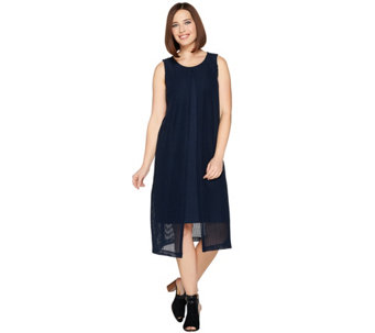 H by Halston Regular Sleeveless Knit Midi Dress with Overlay - A288609