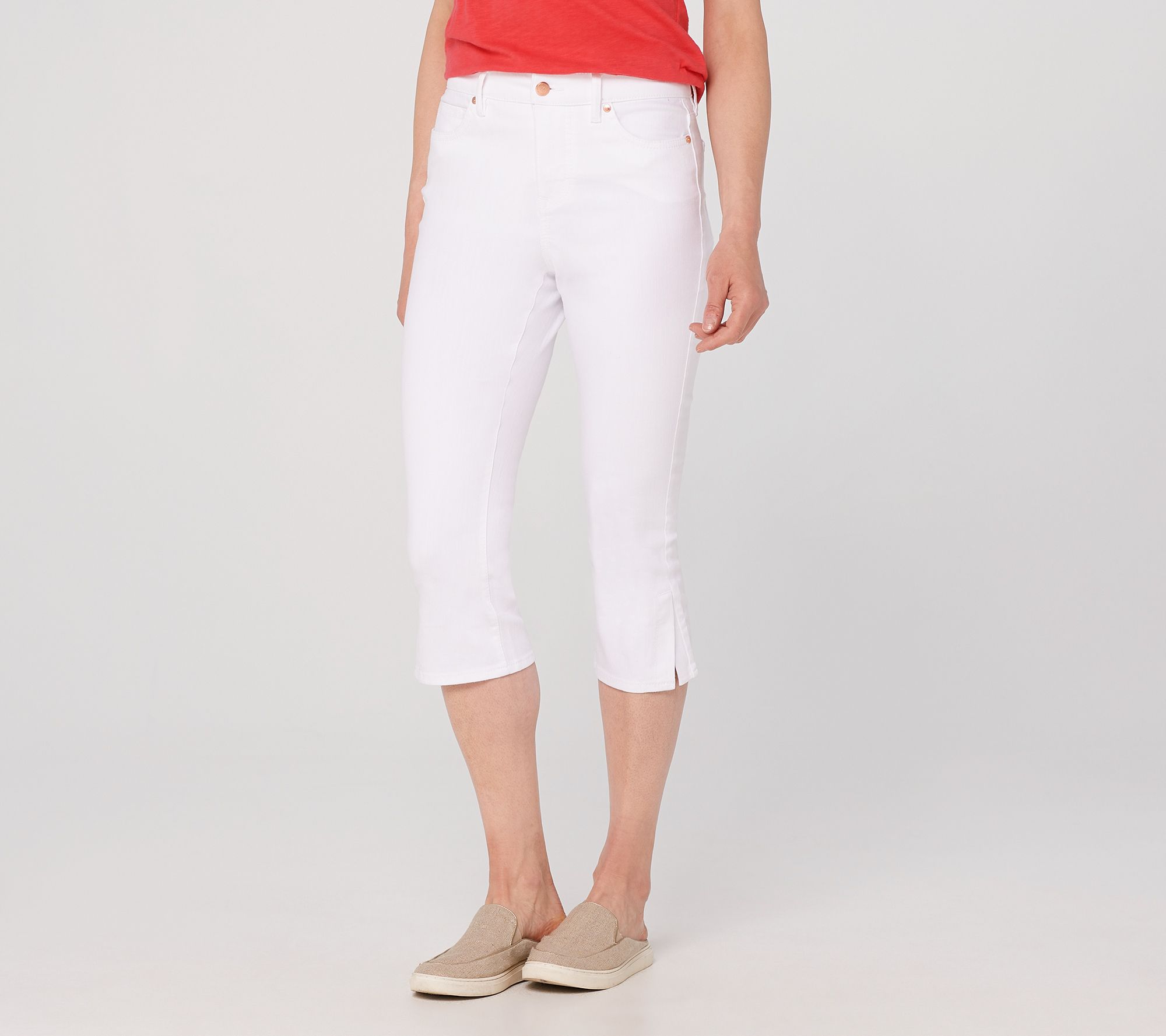 white denim capri jeans