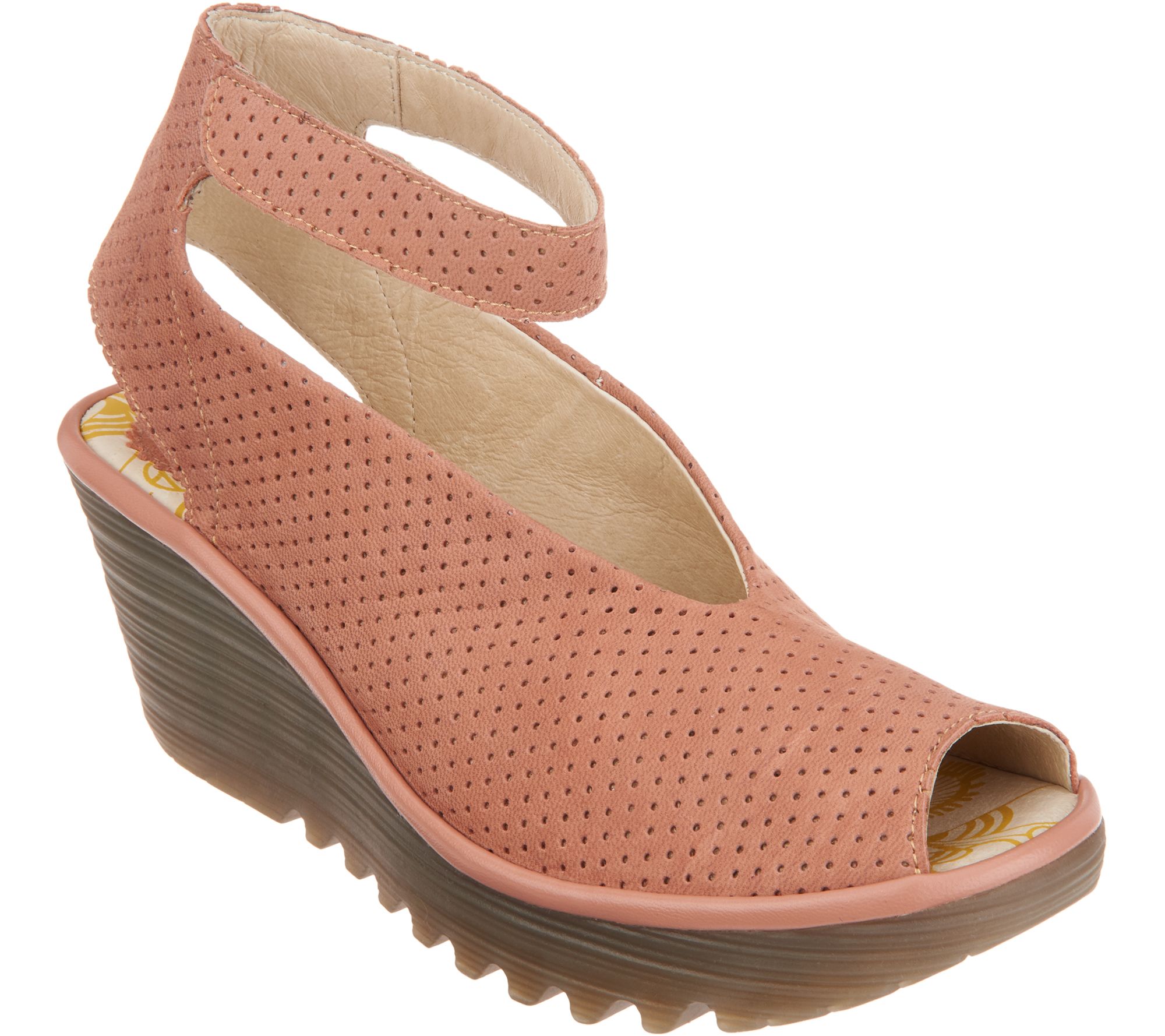 fly london perforated leather wedge sandals