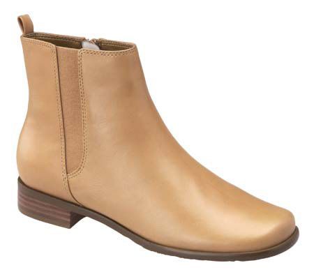 low heeled treaded sole ankle boots with elastic goring