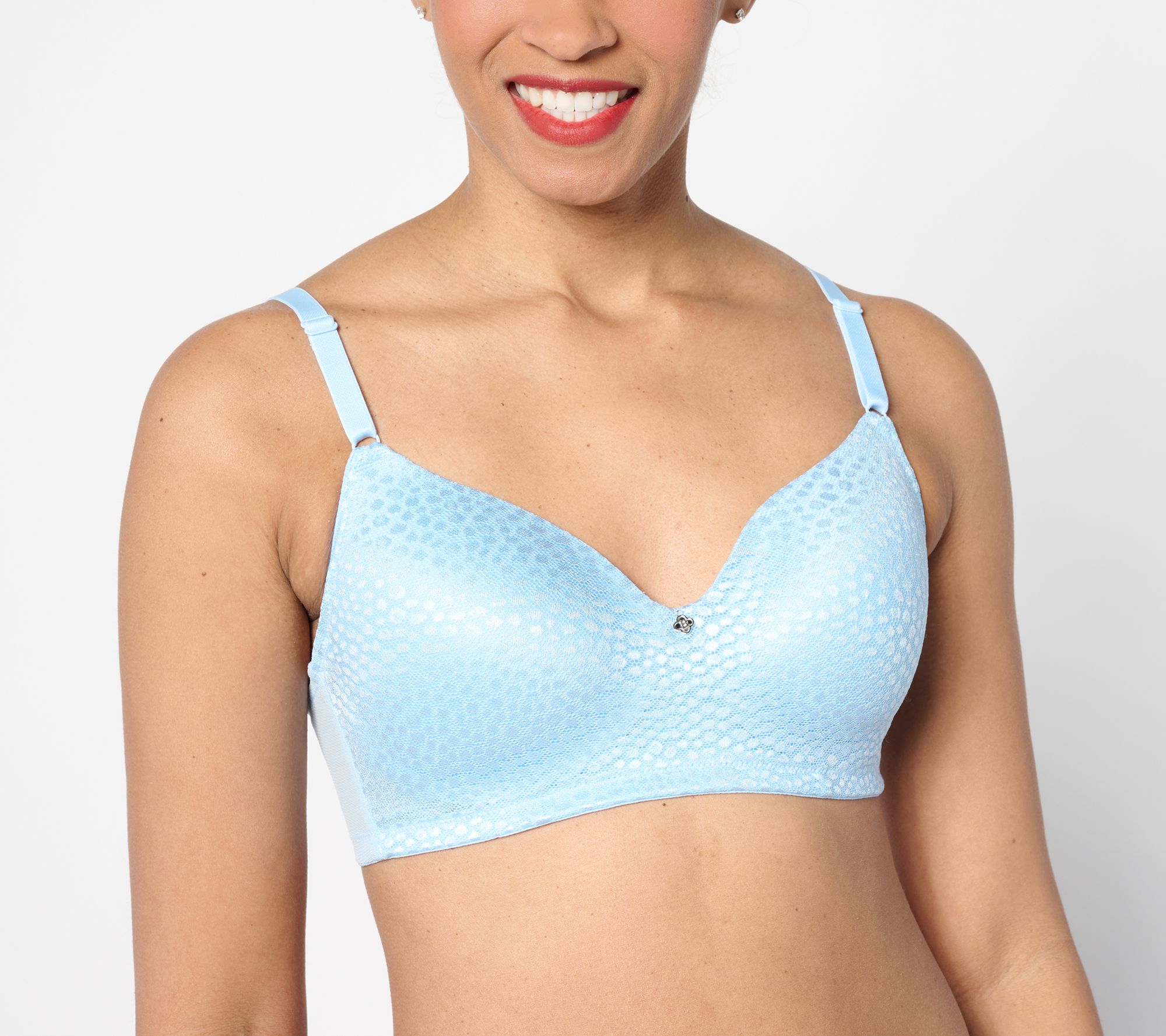 As Is Breezies Diamond Shimmer Wirefree T Shirt Bra Qvc