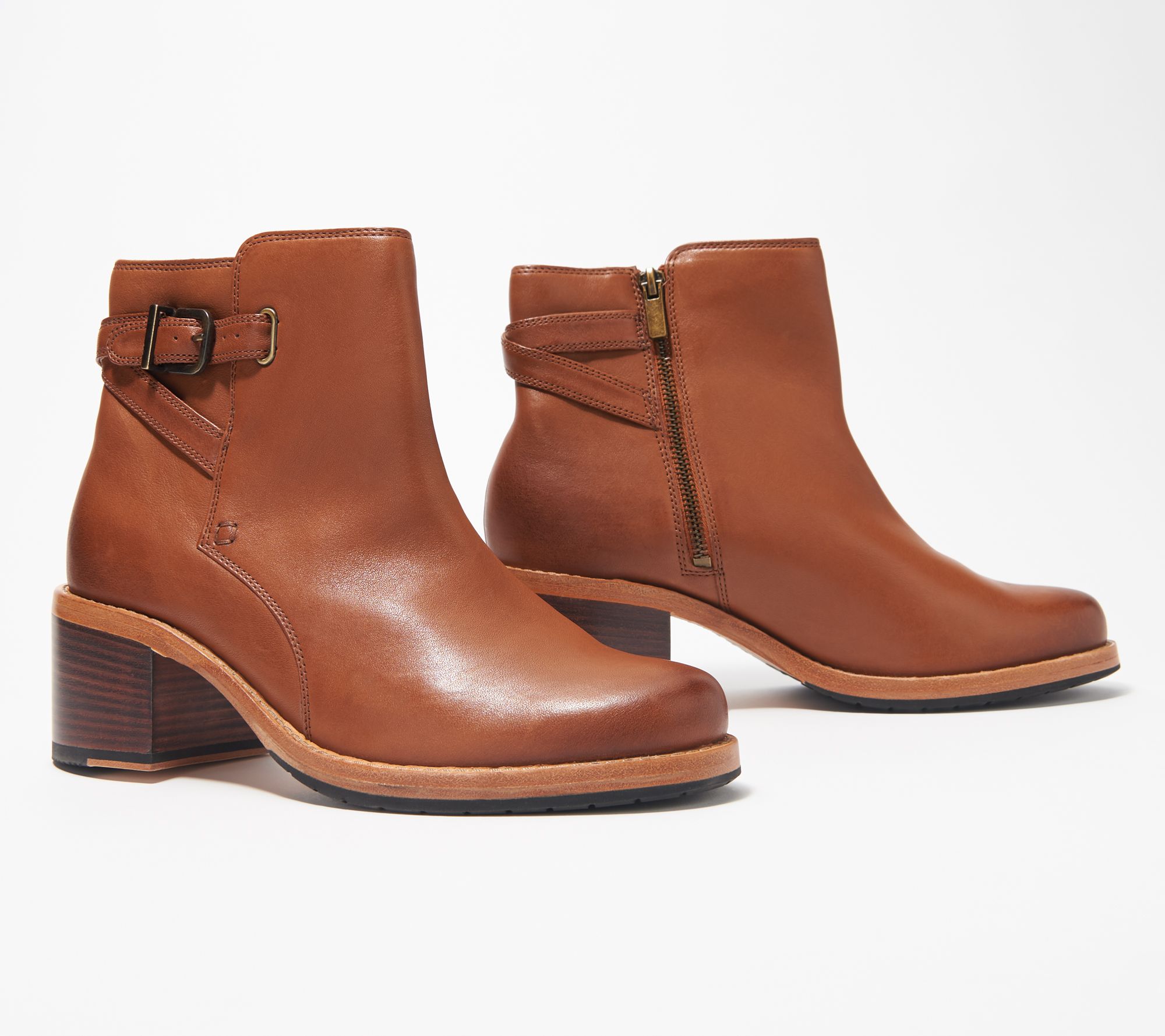 Clarks Leather Ankle Boots w/ Buckle 