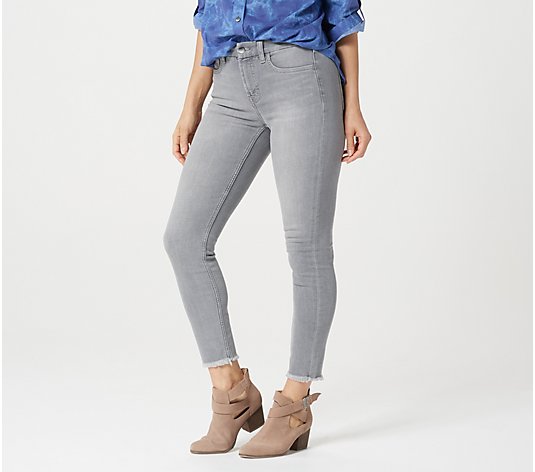 Jen7 By 7 For All Mankind Ankle Skinny Jeans W Frayed Hem Grey Qvc Com