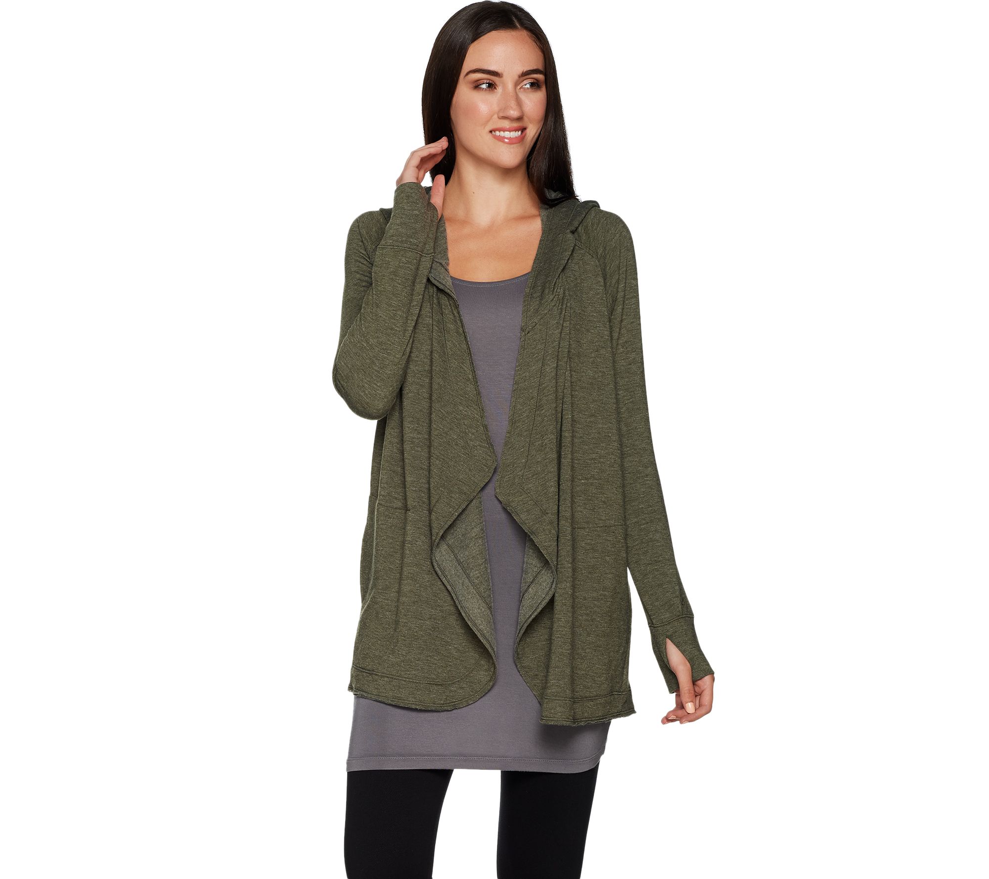 cuddl duds hooded wrap cardigan