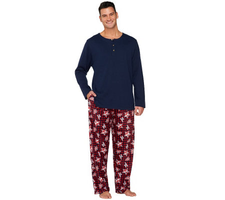 Stan Herman Men's Fleece & Interlock Pajama Set - Page 1 — QVC.com