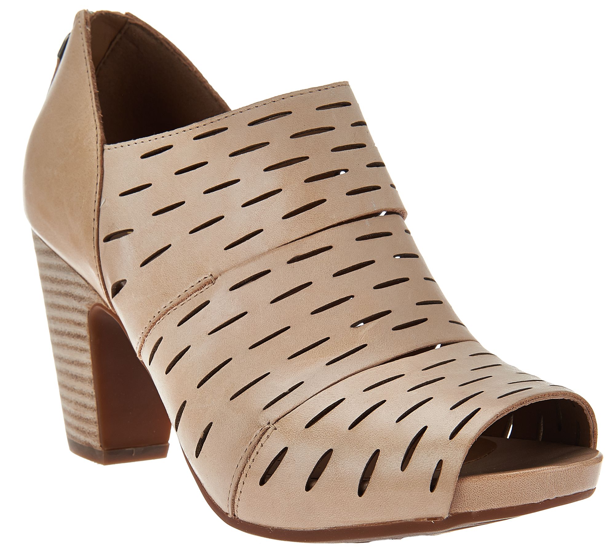 tan perforated booties