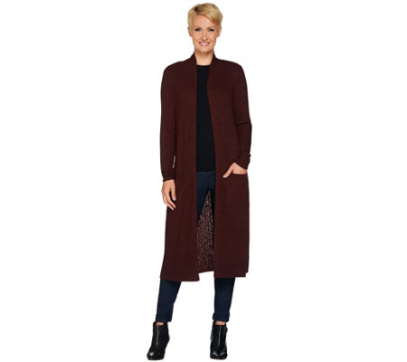 Lisa Rinna Collection Open Front Duster Cardigan with Pockets ...