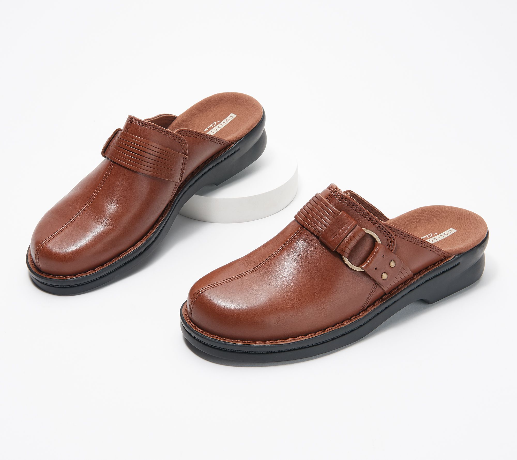 Clarks Collection Leather Slip-On Clogs - Patty - QVC.com