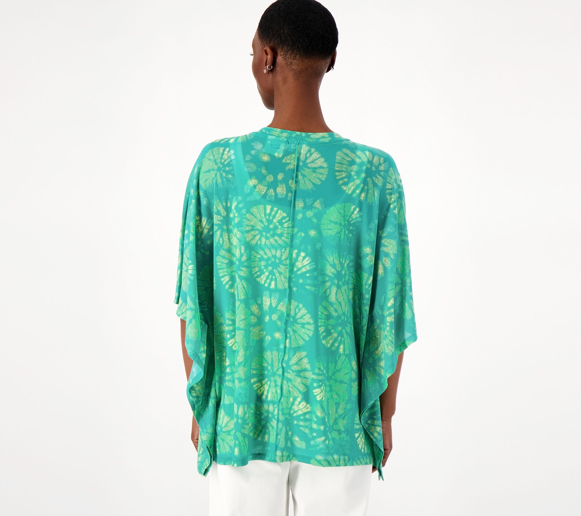 As Is Logo By Lori Goldstein Beach To Street Mesh Caftan Top Qvc