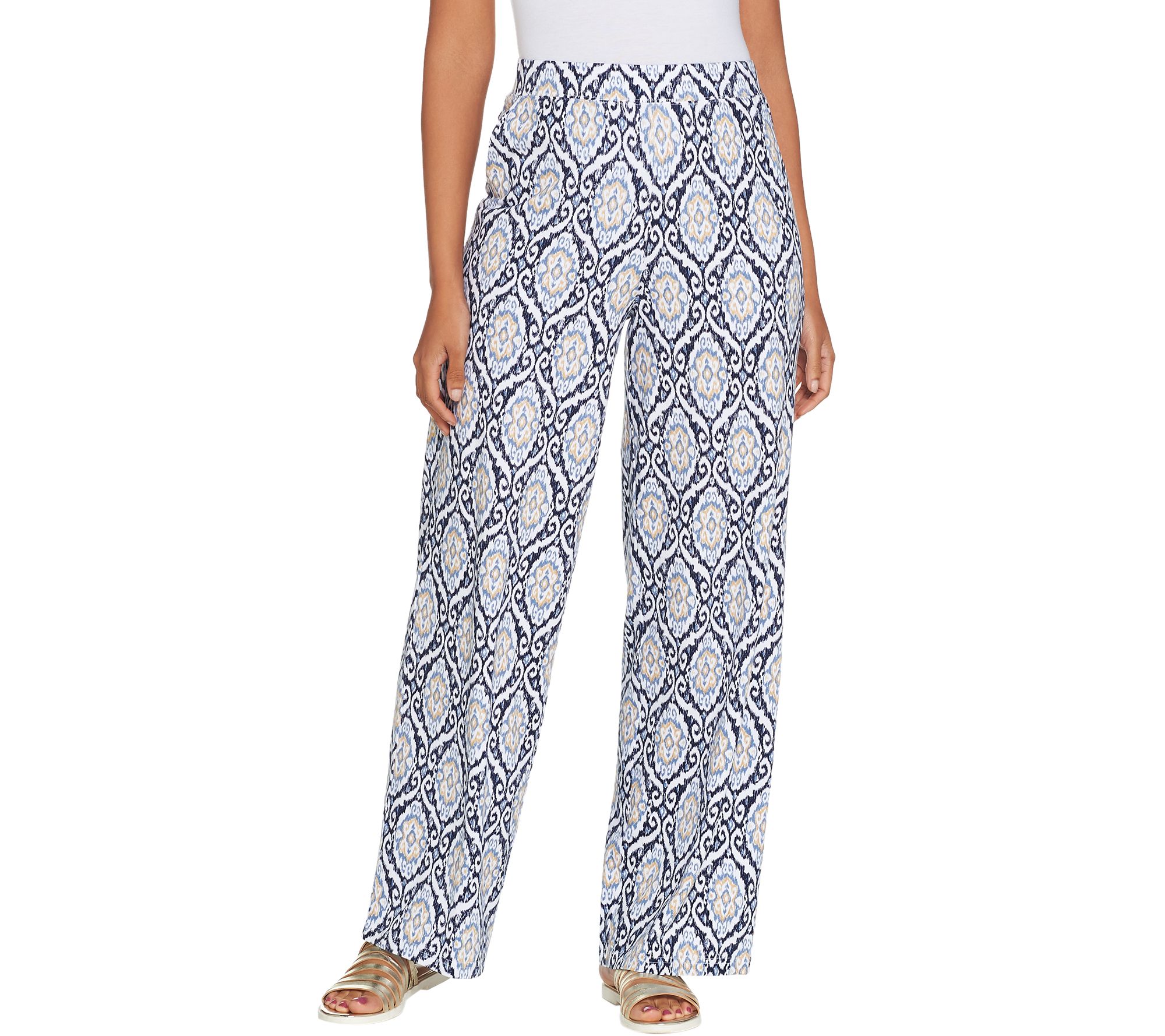 Denim & Co. Beach Regular Pull-On Wide Leg Knit Pants â QVC.com