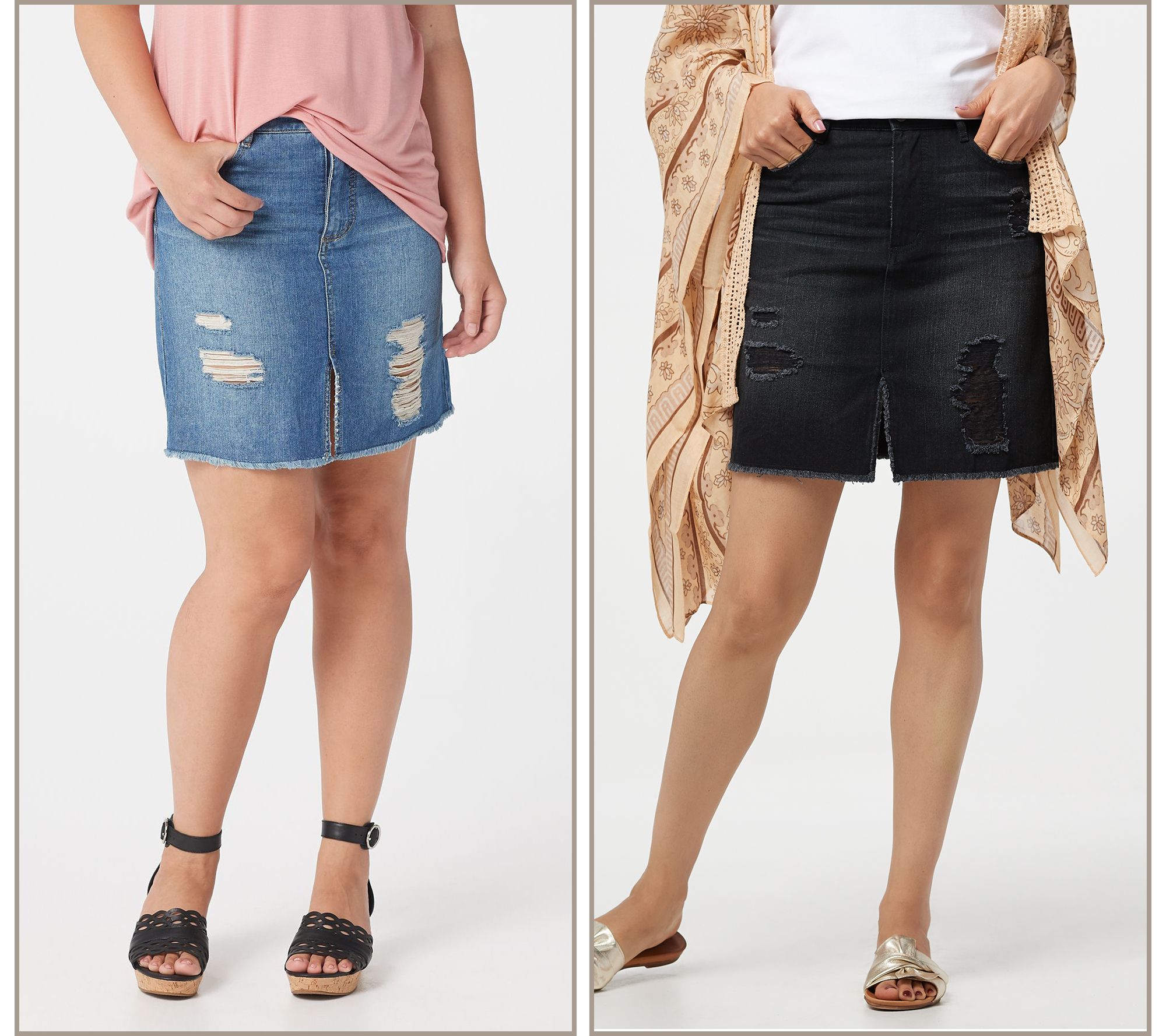 qvc denim skirts