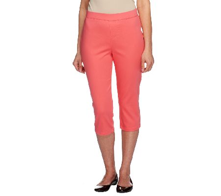 Denim & Co. Denim Slim Leg PullOn Leggings Capri Pants w/ Back Pockets - A251933