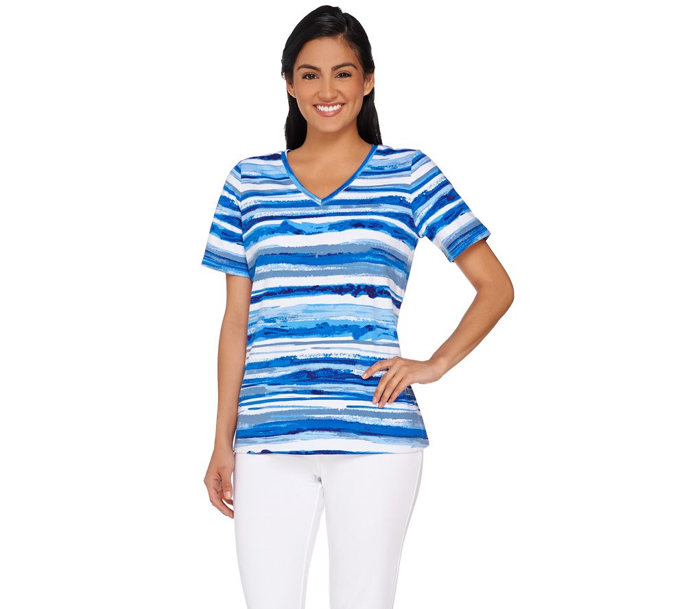 qvc denim and co short sleeve tops