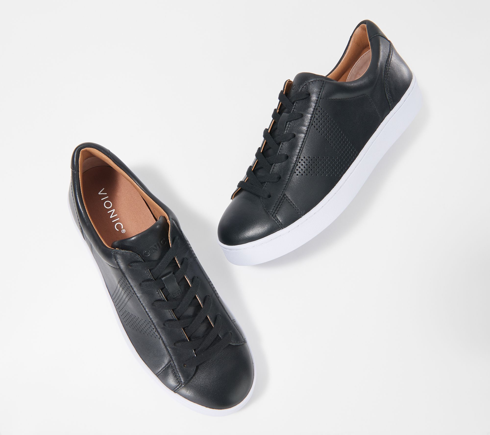 Vionic Leather Lace-Up Sneakers - Honey 