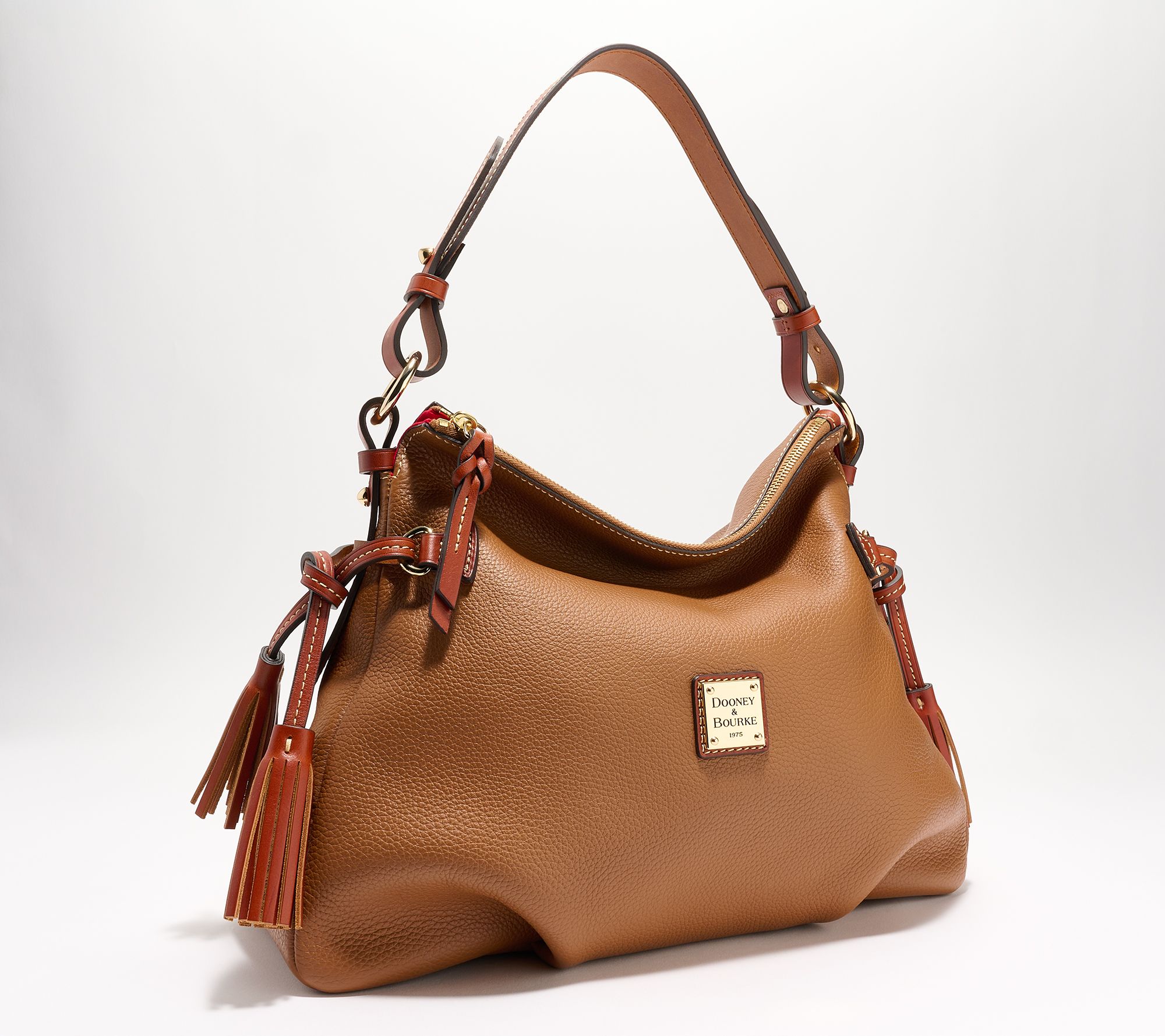 As Is Dooney Bourke Pebble Leather Hobo With Tassel QVC