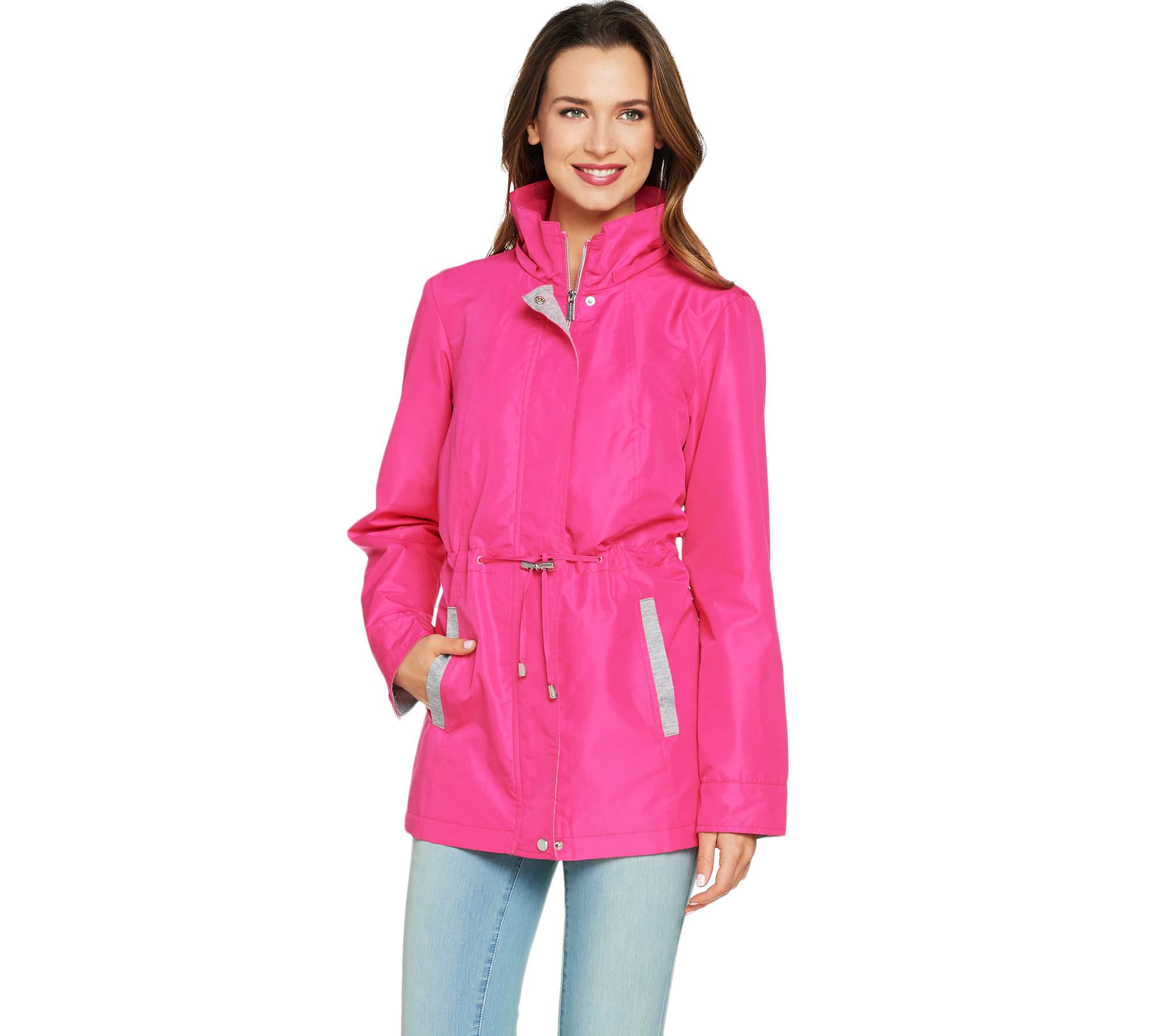 Susan Graver Zip Front Anorak Jacket With Knit Accents Qvc