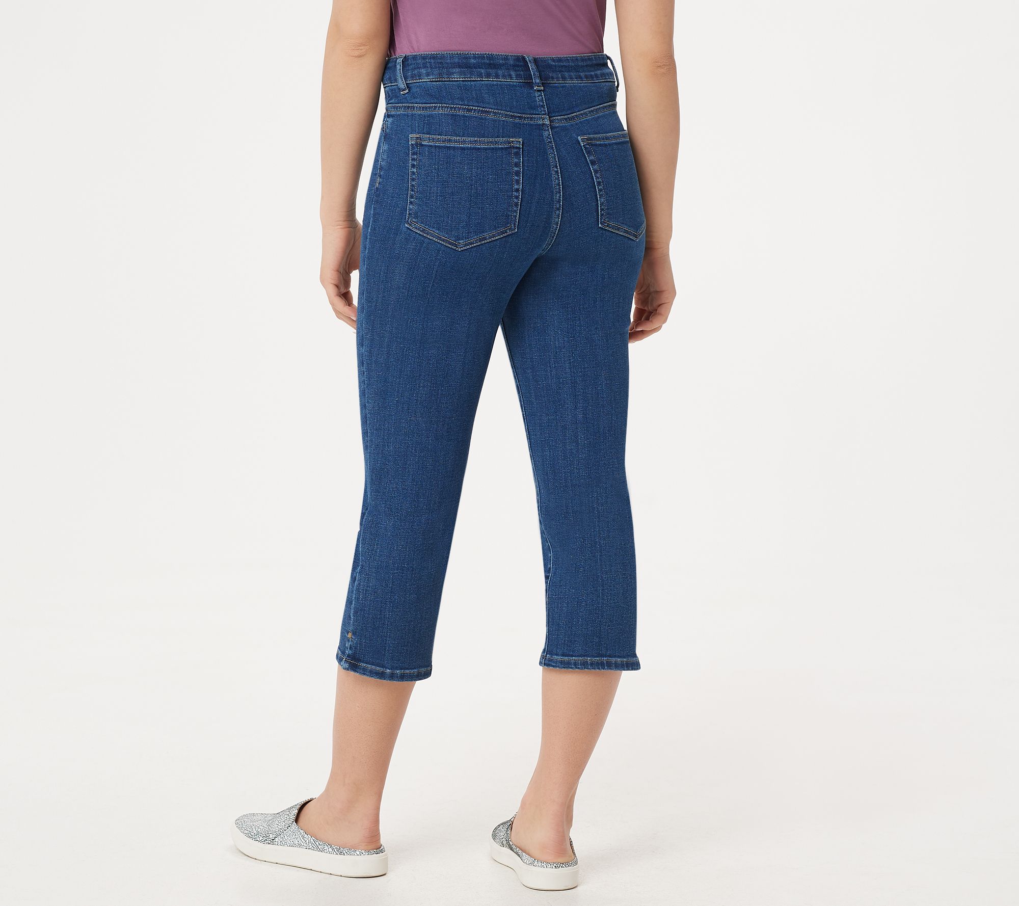 As Is LOGO By Lori Goldstein 5 Pocket Straight Leg Capri Jeans QVC