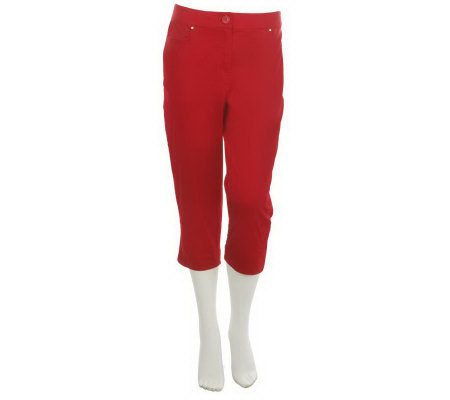 Susan Graver Cotton Sateen Capri Pants with Pockets & Side Slits ...