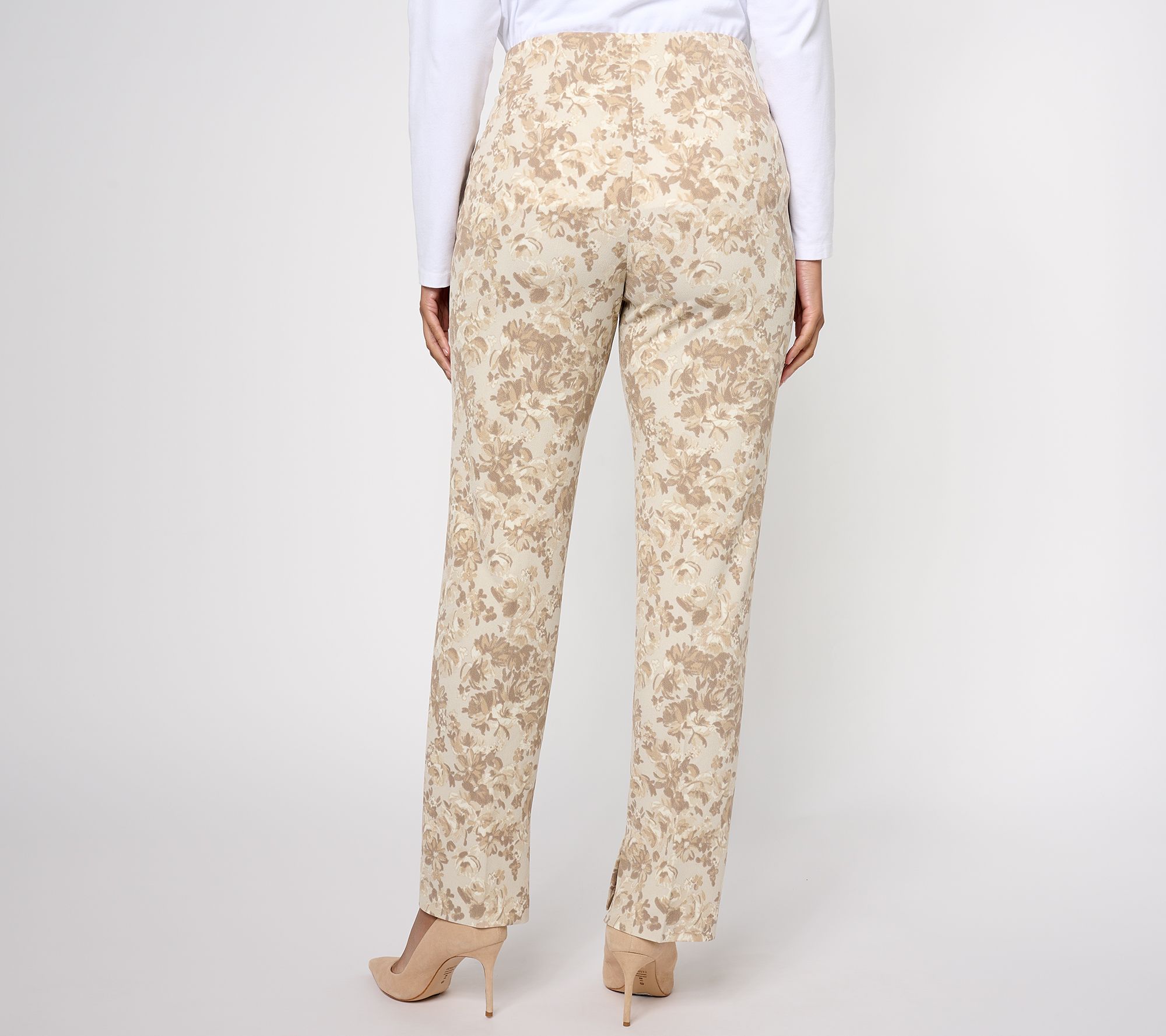 Isaac Mizrahi Live Tall Printed Pebble Knit Straight Leg Pants QVC