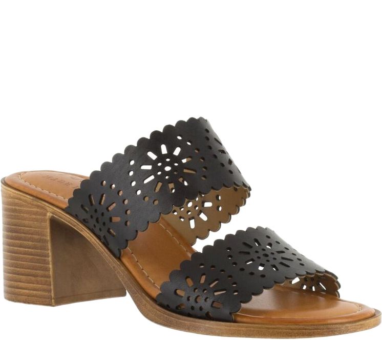 block heel two strap sandals