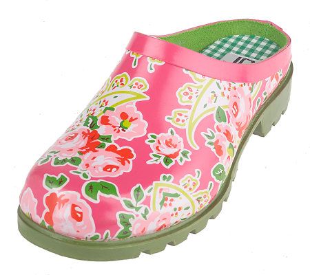 JeffreyCampbell Floral Print Rubber Gardening Clogs — QVC.com
