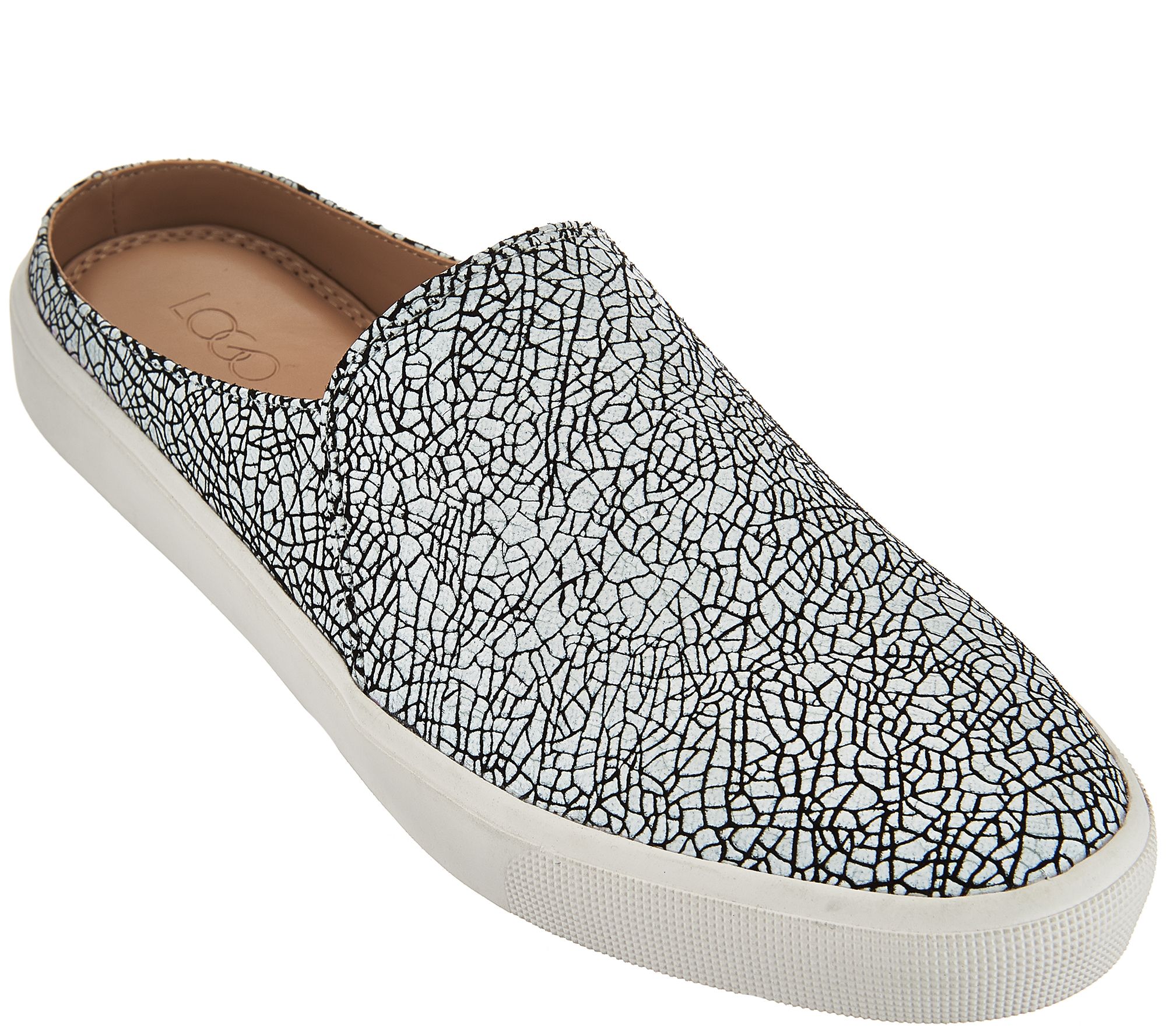 As Is LOGO By Lori Goldstein Slip On Printed Sneakers With Open Back