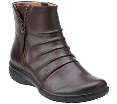 ruched leather ankle boots