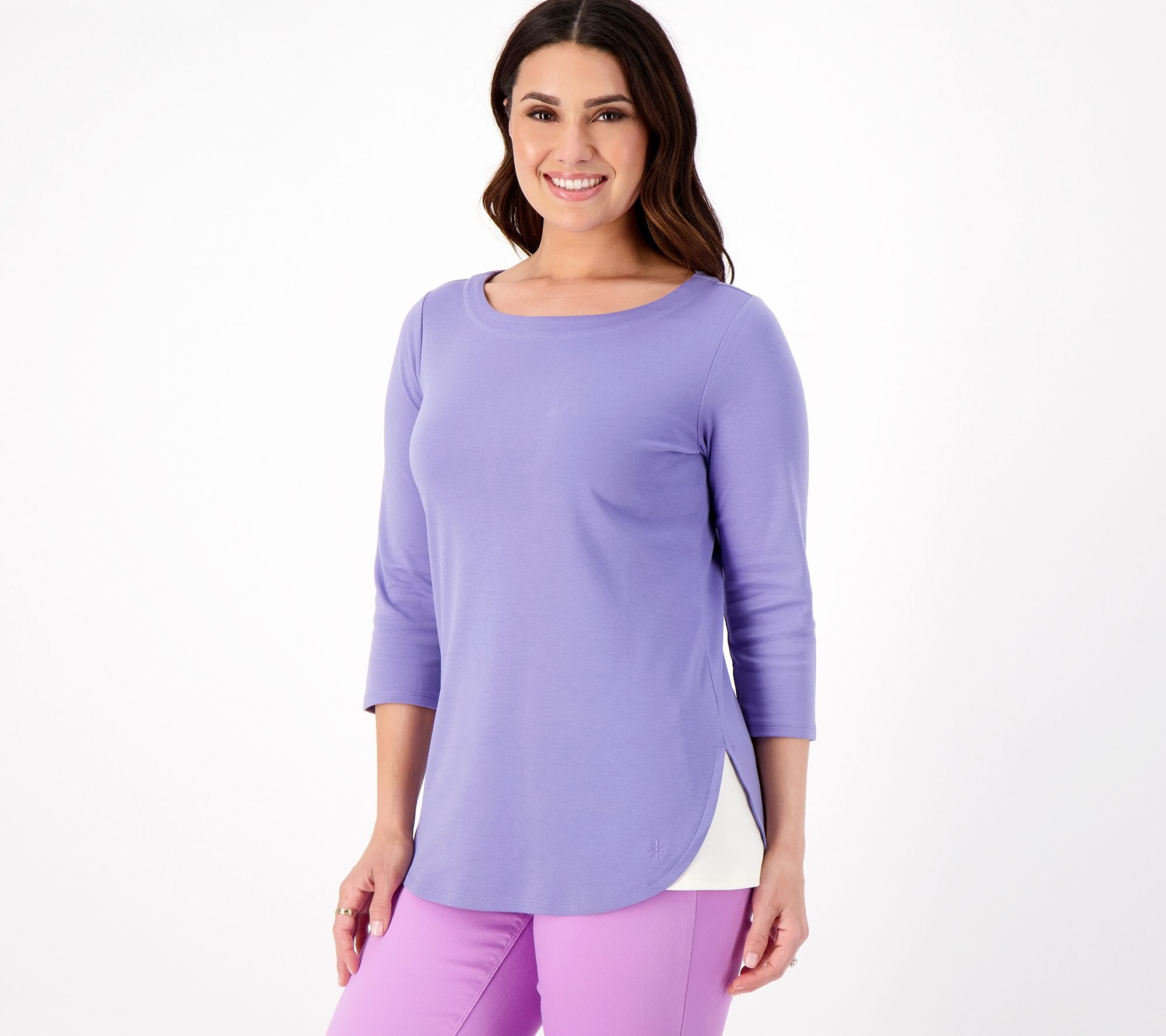 Isaac Mizrahi Live Regular Essentials Pima Cotton Tulip Hem Top QVC