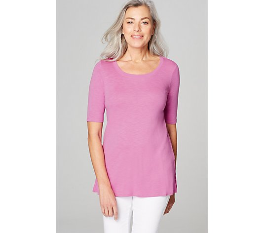 J JILL women's sz M top linen-cotton blend 3/4 sleeve solid pullover medium