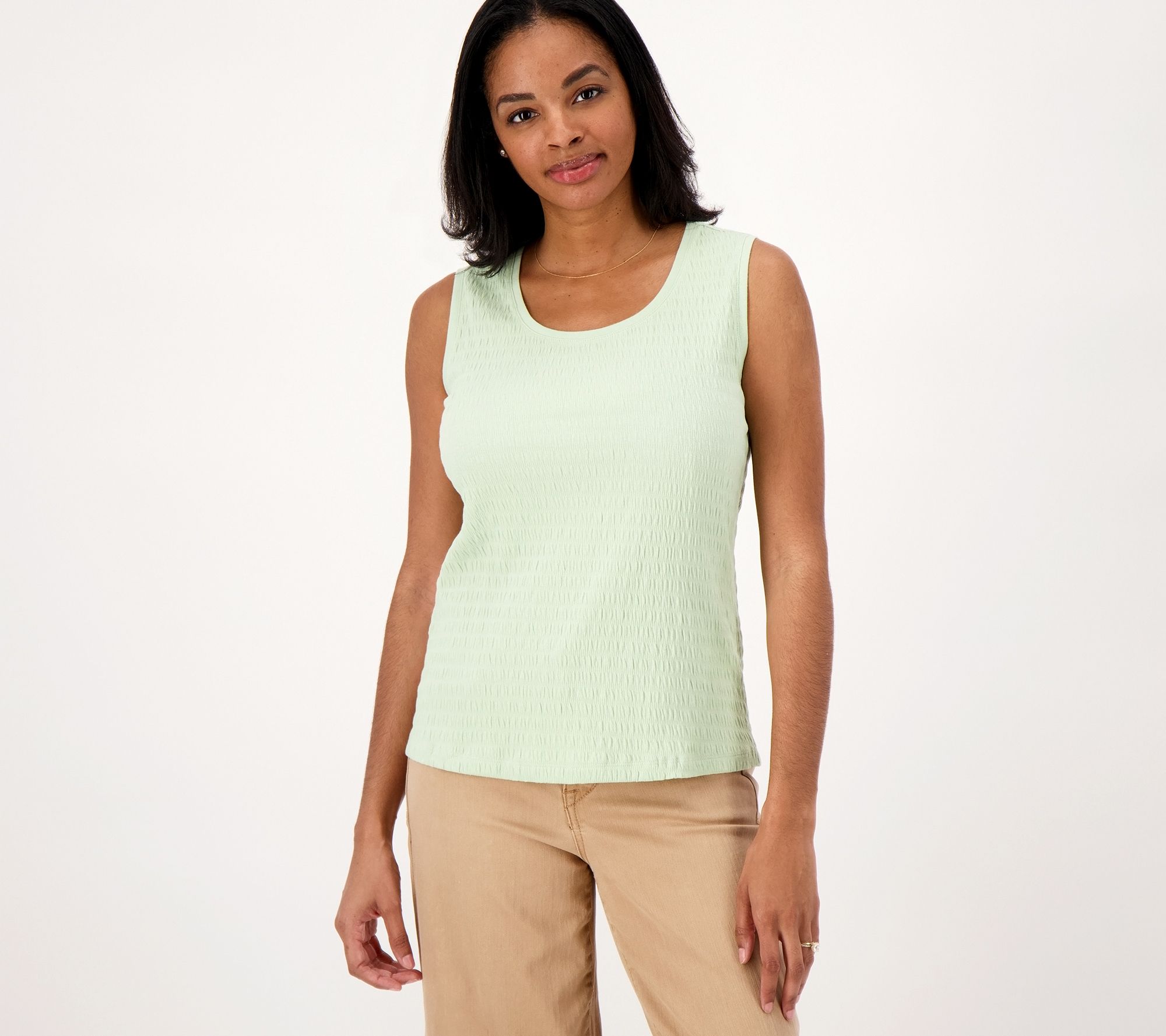 As Is Isaac Mizrahi Live Crinkle Knit Tank QVC