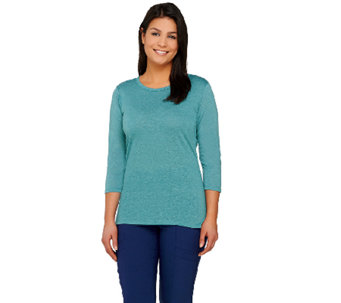 Lisa Rinna Collection 3/4 Sleeve Knit Top with Back Detail - A264573