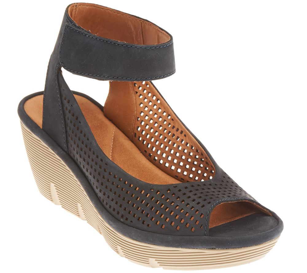 Clarks Artisan Nubuck or Leather Cut-out Wedges - Clarene Prima - A261975