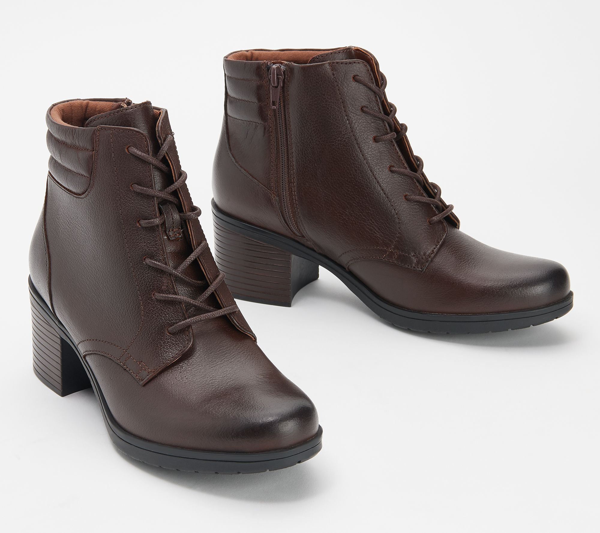 clarks lace up boots low heel