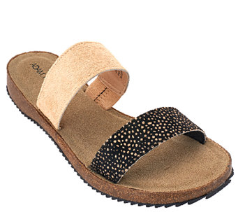 Adam Tucker Leather Double Strap Slide Sandals - Autumn - A264777