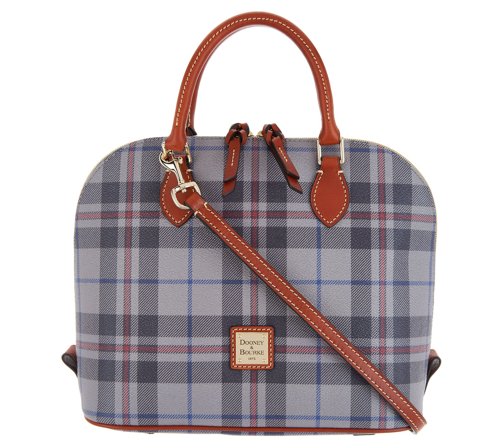 dooney & bourke tartan zip zip satchel