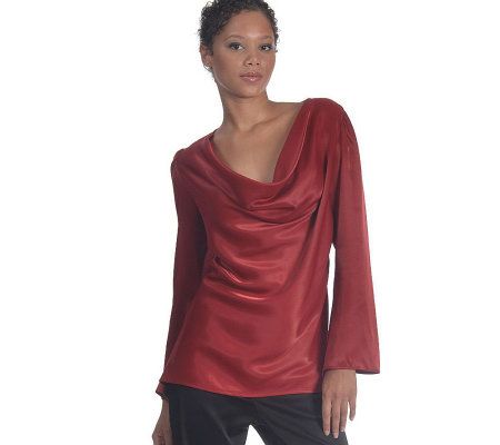 shiny charmeuse cowl neck