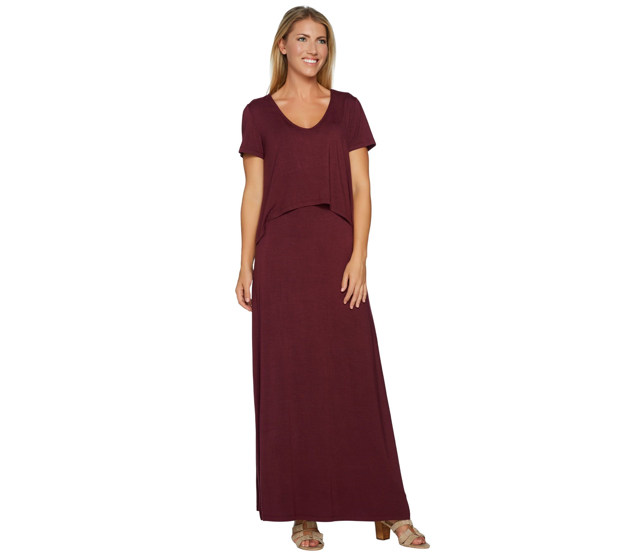 Lisa Rinna Collection Regular Knit Maxi Dress with Overlay - A292281