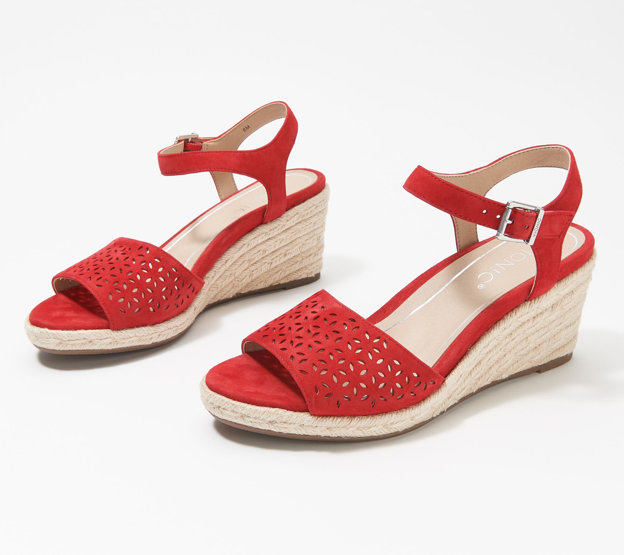 Vionic Leather Perforated Espadrille Wedges Ariel - QVC.com