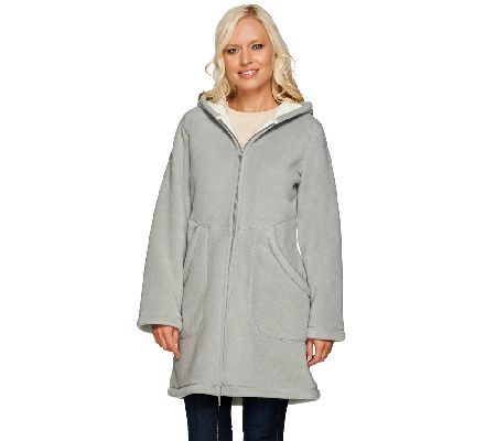 long fleece coat with hood
