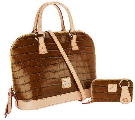 dooney & bourke woven embossed leather satchel