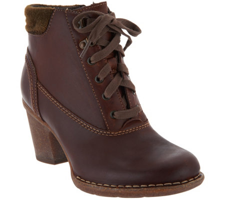 artisan clarks boots ankle lace leather carleta crane qvc