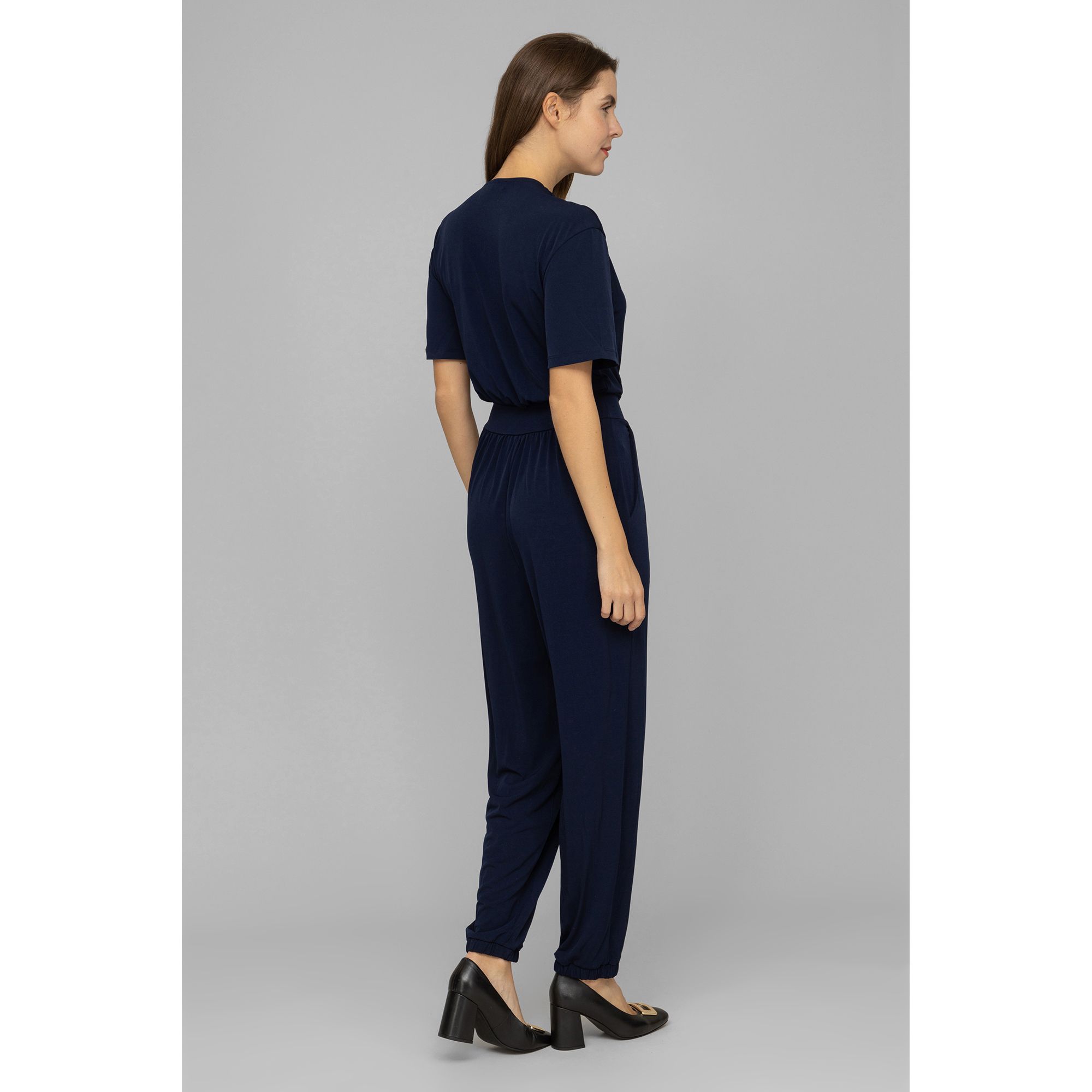 Kim Co Jumpsuit Brazil Knit Jersey V Ausschnitt Seitentaschen Qvc De