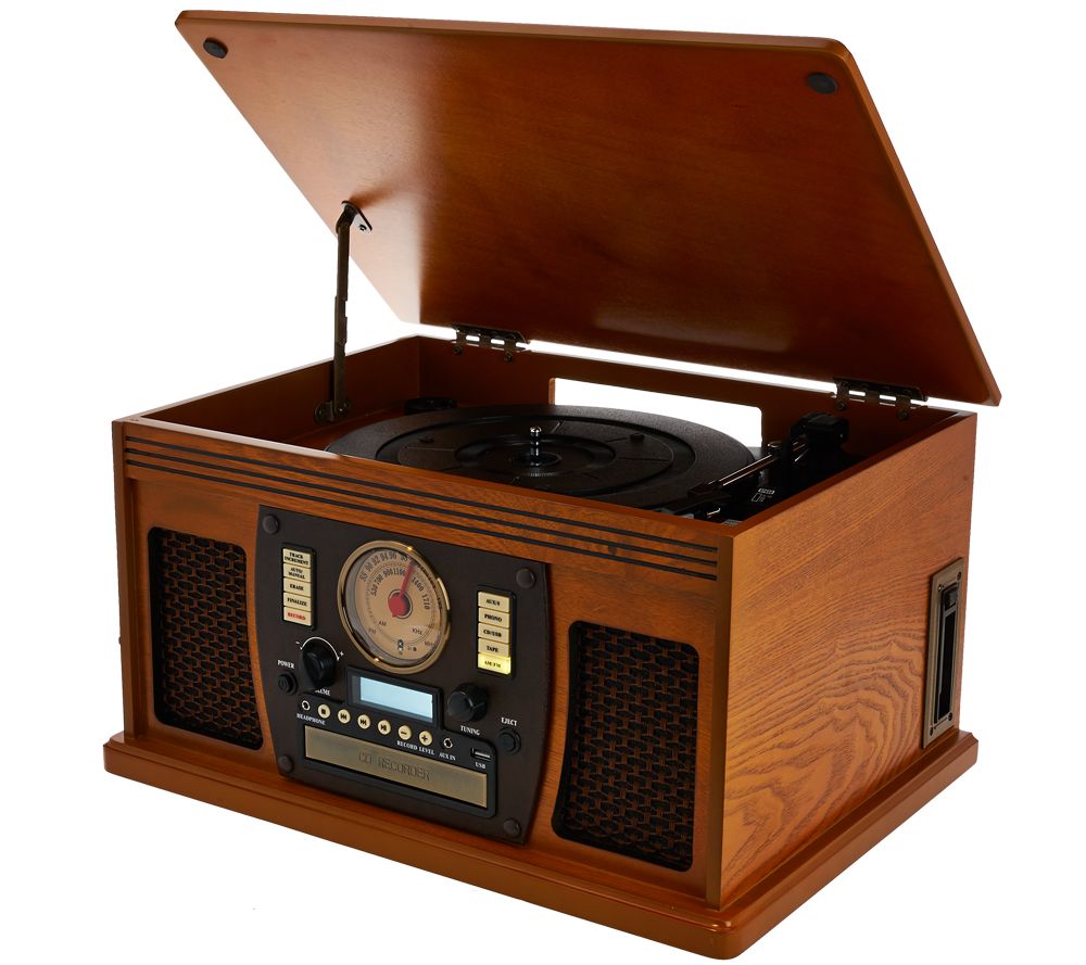 aviator wooden recordable bluetooth center 8in1 qvc