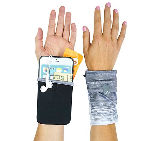 Sprigs Banjees 2 Pocket Wrist Wallet Fleece For Running Hiking One Size 