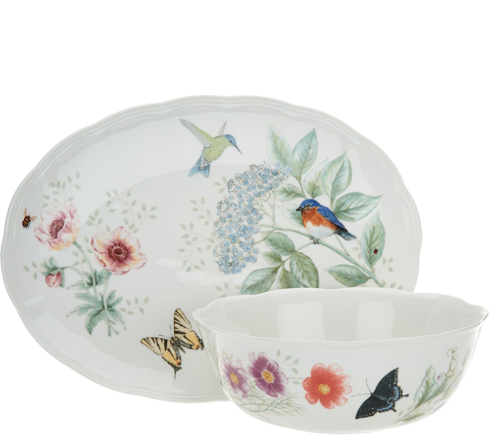 Lenox Butterfly Meadow Porcelain 2pc Flutter Completer Set â€” QVC.com - Lenox Butterfly Meadow Porcelain 2pc Flutter Completer Set