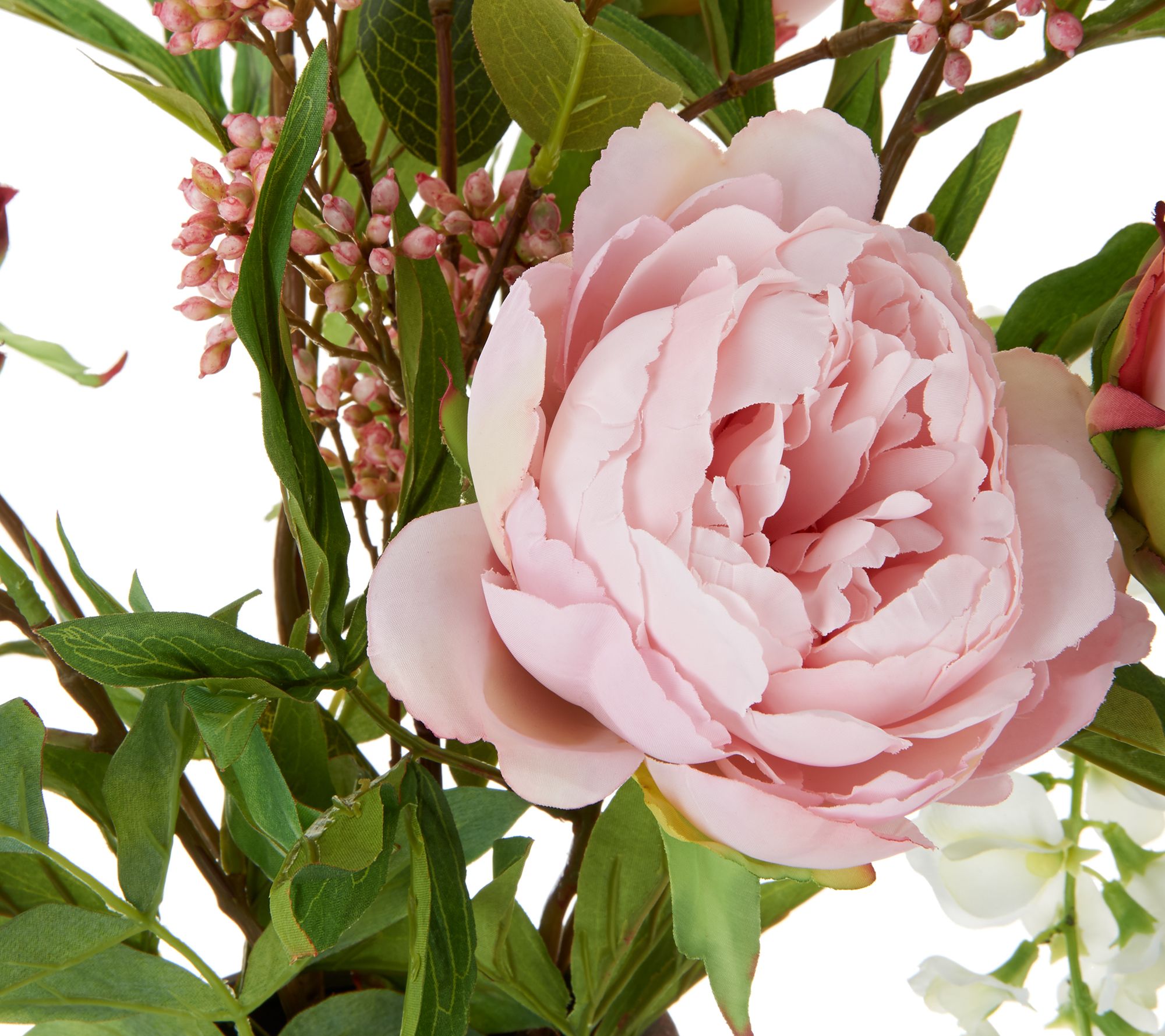 (QVC) Q2 Peony and Wisteria Arrangement in Blue and Cream Vase by