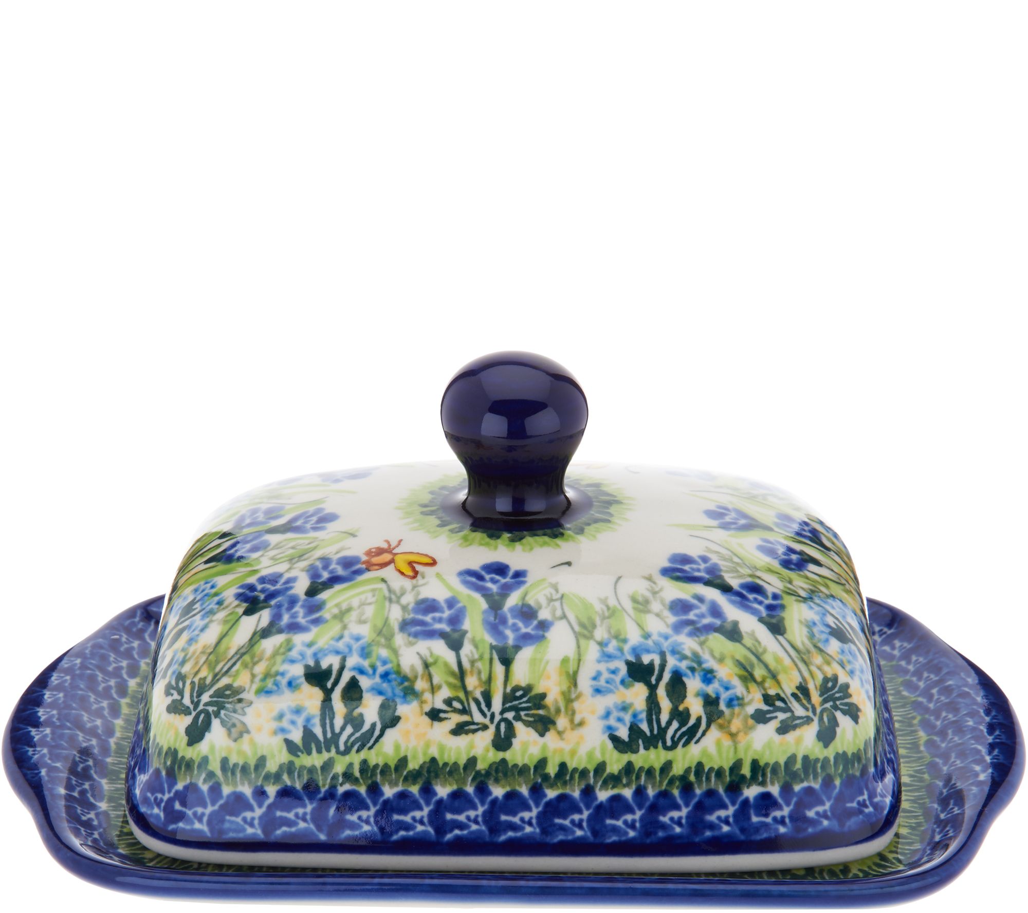 Lidia S Polish Pottery Wide Butter Dish Qvc